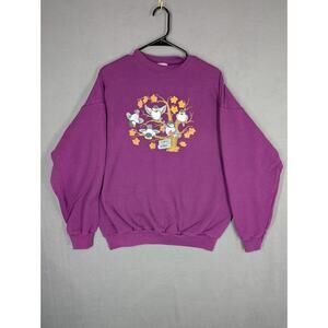 VTG 90s Tultex Sweatshirt Purple XL Chickadees Flight School Birds Cute